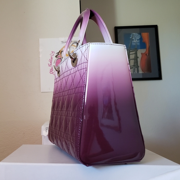 Lady Dior gradient purple white patent medium bag - Picture 5 of 13